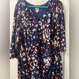 Multi-Colored Leopard V-Neck Anne Klein Sheath Dress